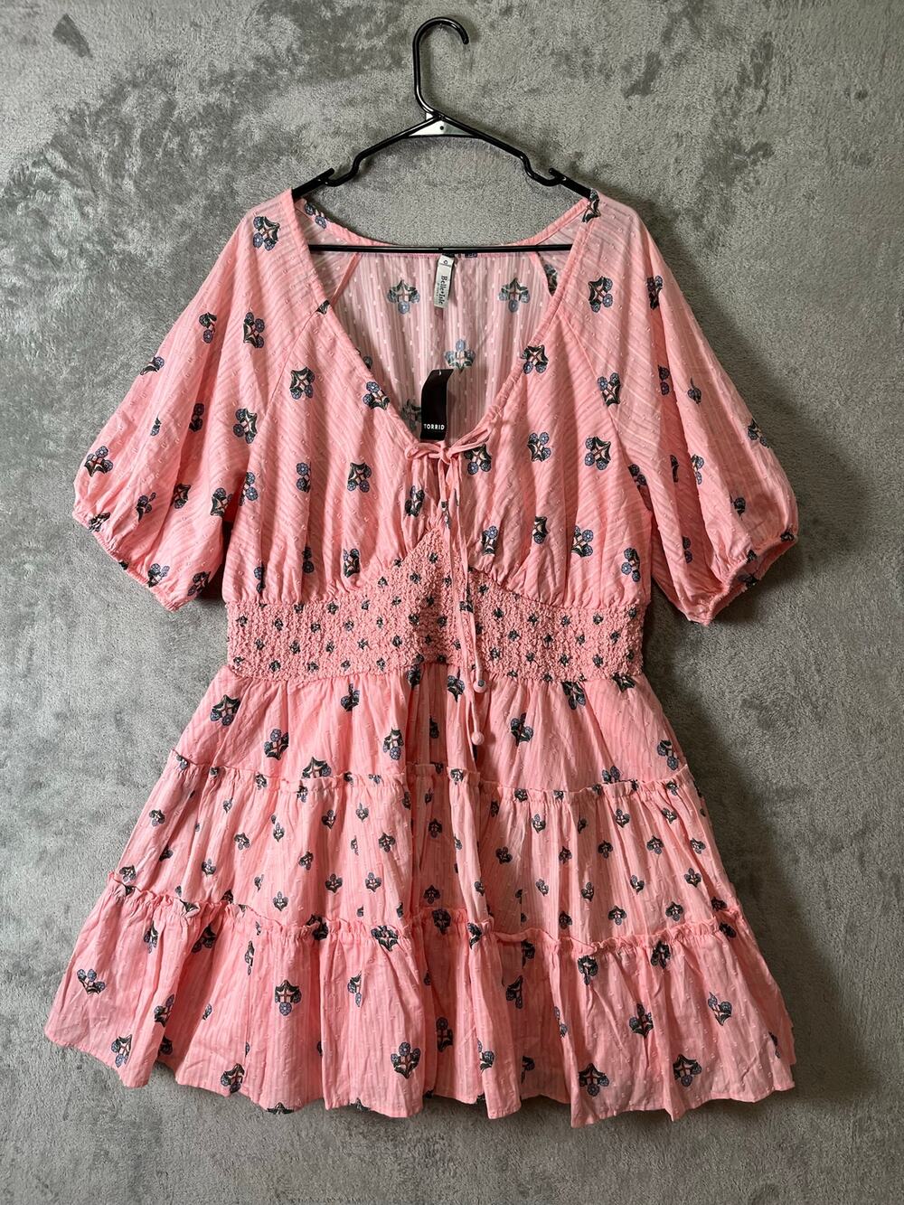 Torrid Belle Isle Floral Smocked Waist Puff Sleeve Tiered Cottagecore Dress New